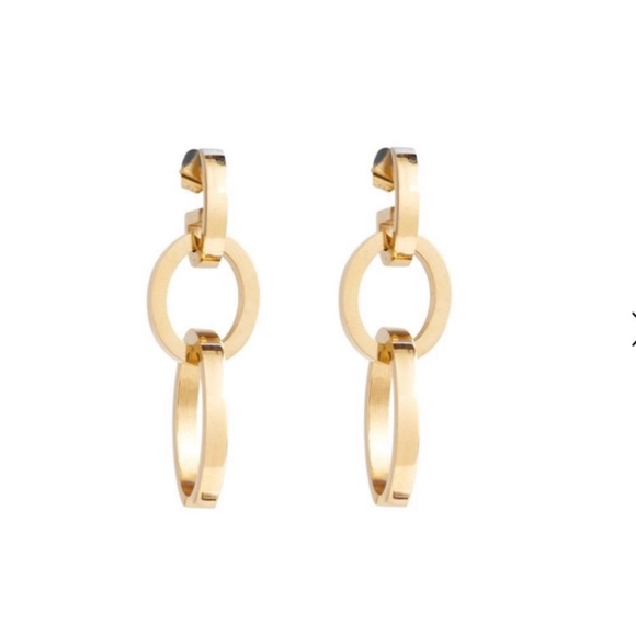 Vita Fede Cassio Hoop Earrings Gold Stainless Steel Interlocking Interchangeable - Picture 8 of 11